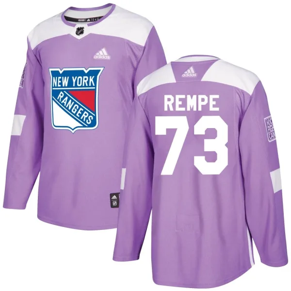 Adidas Matt Rempe New York Rangers Authentic Fights Cancer Practice Jersey - Purple