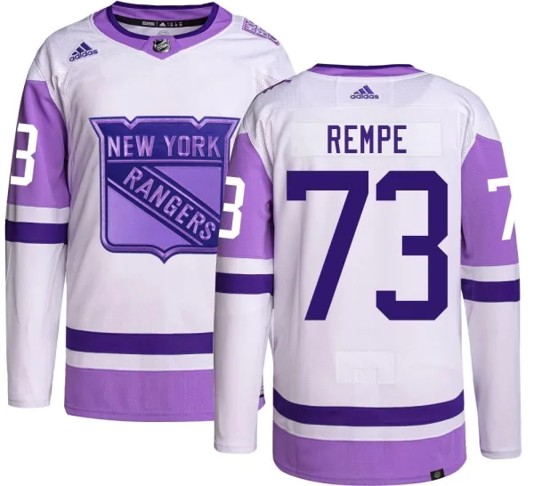 Adidas Matt Rempe New York Rangers Authentic Hockey Fights Cancer Jersey -