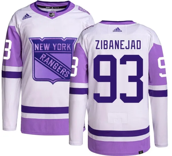 Adidas Mika Zibanejad New York Rangers Authentic Hockey Fights Cancer Jersey -