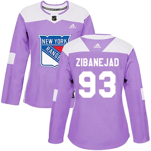 Adidas Mika Zibanejad New York Rangers Women's Authentic Fights Cancer Practice Jersey - Purple