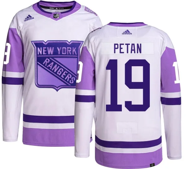 Adidas Nic Petan New York Rangers Youth Authentic Hockey Fights Cancer Jersey -