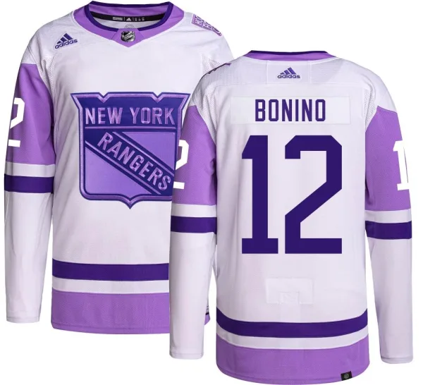 Adidas Nick Bonino New York Rangers Authentic Hockey Fights Cancer Jersey -