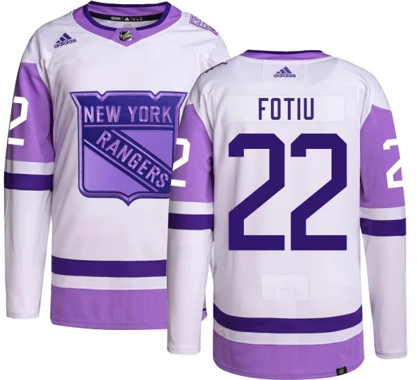 Adidas Nick Fotiu New York Rangers Authentic Hockey Fights Cancer Jersey -