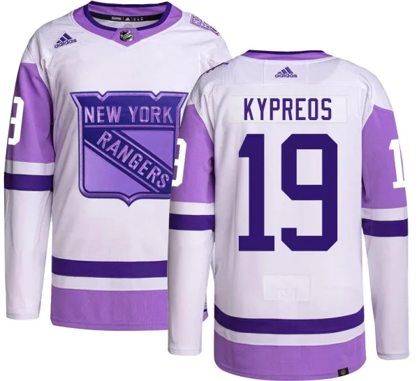 Adidas Nick Kypreos New York Rangers Authentic Hockey Fights Cancer Jersey -