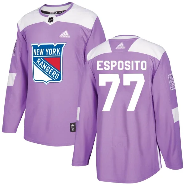 Adidas Phil Esposito New York Rangers Youth Authentic Fights Cancer Practice Jersey - Purple