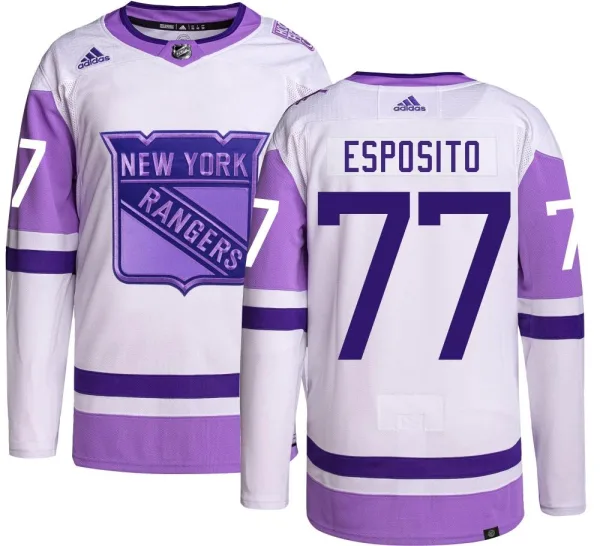 Adidas Phil Esposito New York Rangers Youth Authentic Hockey Fights Cancer Jersey -