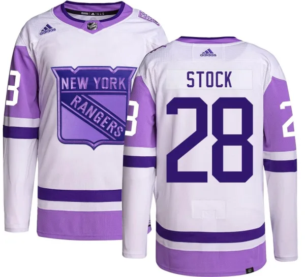 Adidas P.j. Stock New York Rangers Youth Authentic Hockey Fights Cancer Jersey -