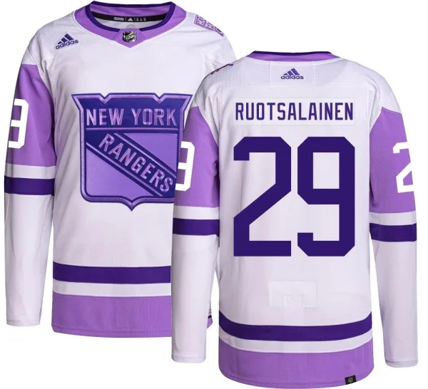 Adidas Reijo Ruotsalainen New York Rangers Authentic Hockey Fights Cancer Jersey -