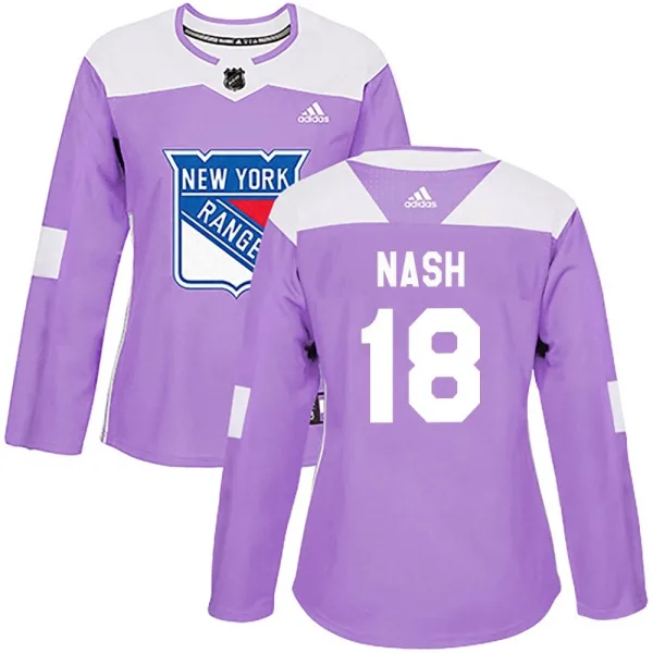 Adidas Riley Nash New York Rangers Women's Authentic Fights Cancer Practice Jersey - Purple