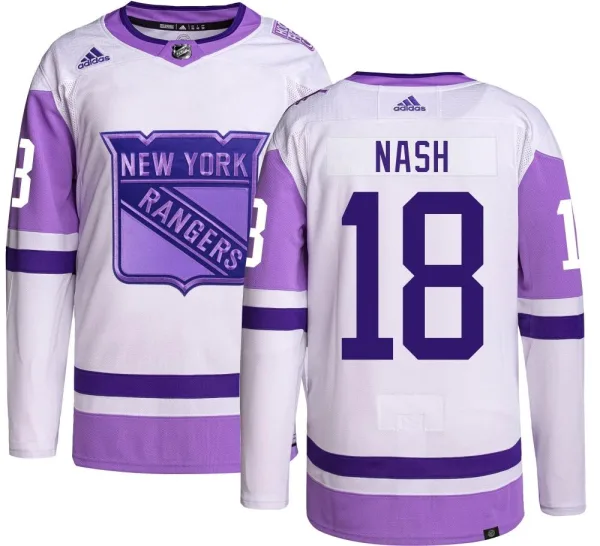 Adidas Riley Nash New York Rangers Youth Authentic Hockey Fights Cancer Jersey -