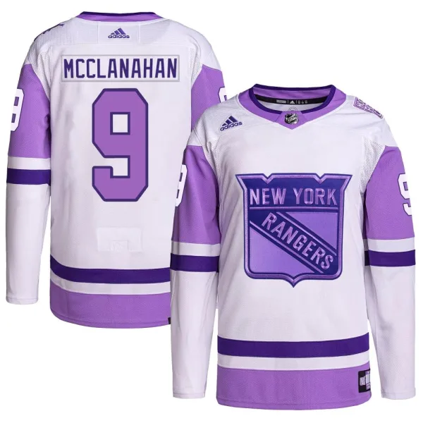 Adidas Rob Mcclanahan New York Rangers Authentic Hockey Fights Cancer Primegreen Jersey - White/Purple