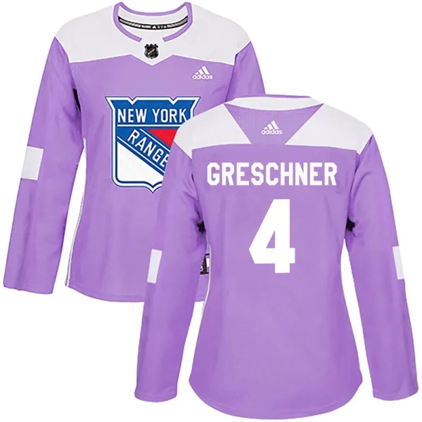 Adidas Ron Greschner New York Rangers Women's Authentic Fights Cancer Practice Jersey - Purple