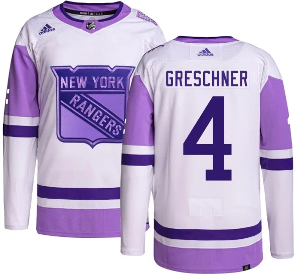 Adidas Ron Greschner New York Rangers Youth Authentic Hockey Fights Cancer Jersey -