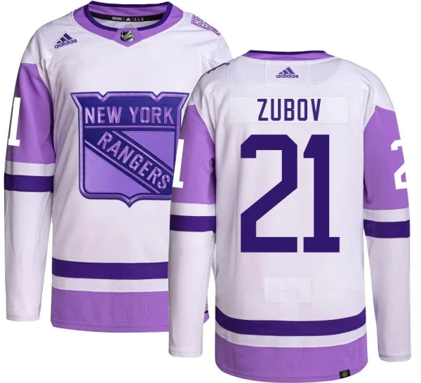 Adidas Sergei Zubov New York Rangers Youth Authentic Hockey Fights Cancer Jersey -