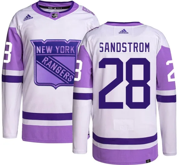 Adidas Tomas Sandstrom New York Rangers Authentic Hockey Fights Cancer Jersey -