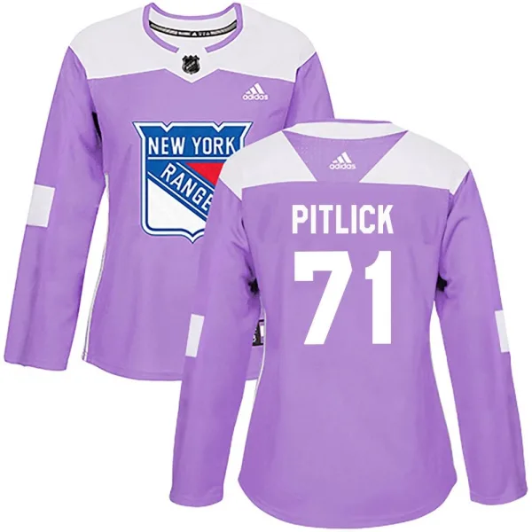 Adidas Tyler Pitlick New York Rangers Women's Authentic Fights Cancer Practice Jersey - Purple