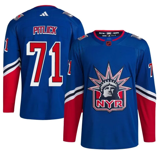 Adidas Tyler Pitlick New York Rangers Youth Authentic Reverse Retro 2.0 Jersey - Royal