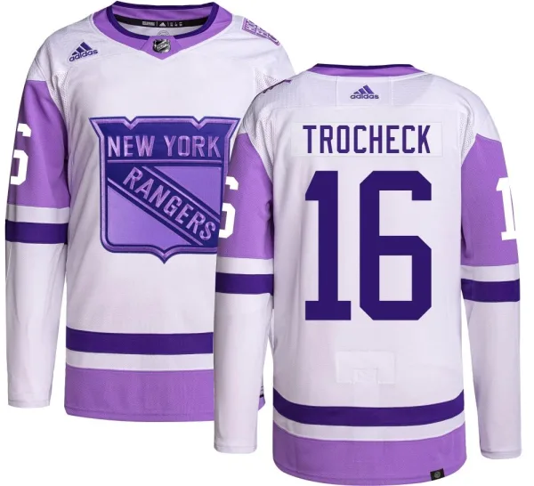 Adidas Vincent Trocheck New York Rangers Authentic Hockey Fights Cancer Jersey -