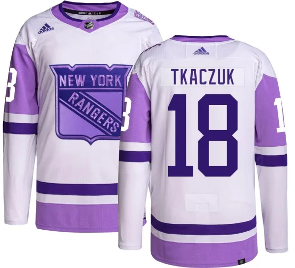 Adidas Walt Tkaczuk New York Rangers Authentic Hockey Fights Cancer Jersey -