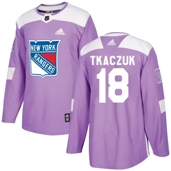 Adidas Walt Tkaczuk New York Rangers Youth Authentic Fights Cancer Practice Jersey - Purple