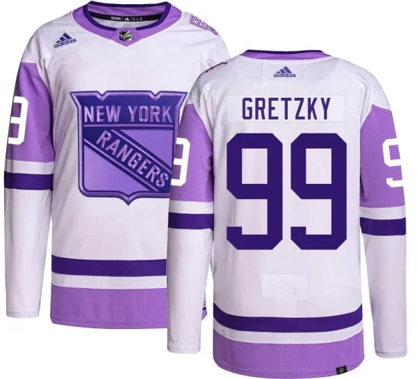 Adidas Wayne Gretzky New York Rangers Youth Authentic Hockey Fights Cancer Jersey -