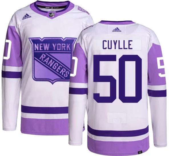 Adidas Will Cuylle New York Rangers Youth Authentic Hockey Fights Cancer Jersey -