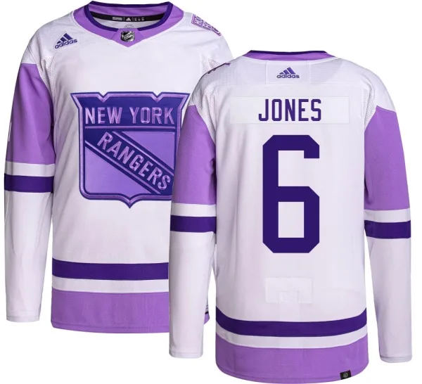 Adidas Zac Jones New York Rangers Youth Authentic Hockey Fights Cancer Jersey -