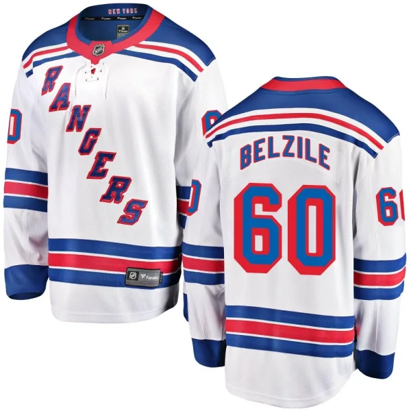 Fanatics Branded Alex Belzile New York Rangers Youth Breakaway Away Jersey - White
