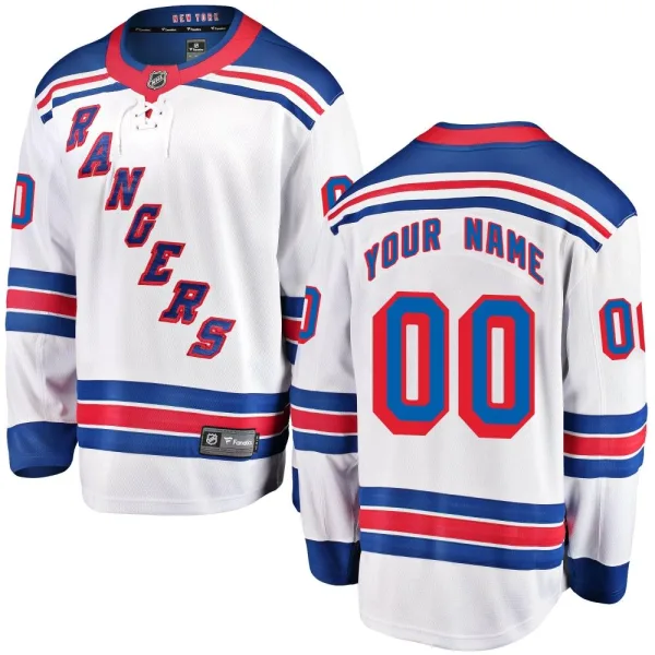 Fanatics Branded Custom New York Rangers Youth Custom Breakaway Away Jersey - White