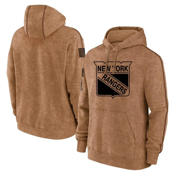 New York Rangers 2023 Salute to Service Club Pullover Hoodie - Brown
